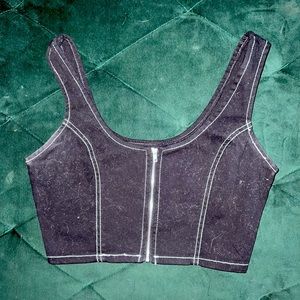 Forever21 Black Zipper Crop Top